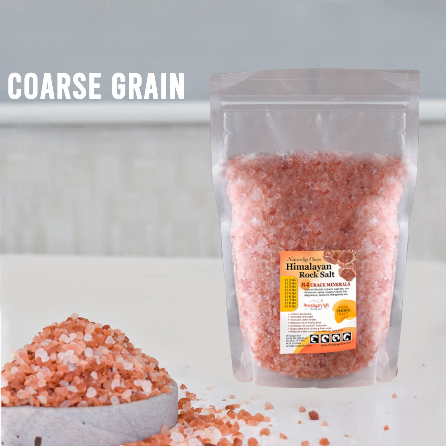 Himalayan Pink Salt for Livestock - 6 lb Fine or Coarse Grain Pouches - Image 1